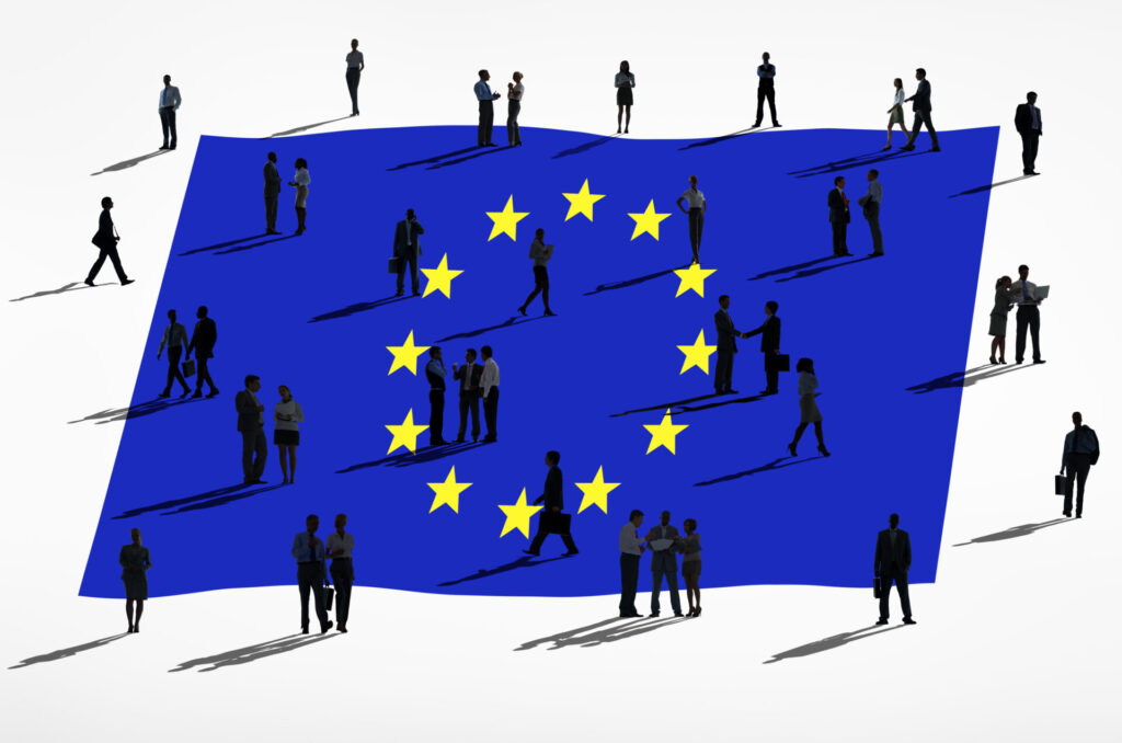 European union and a group of people.